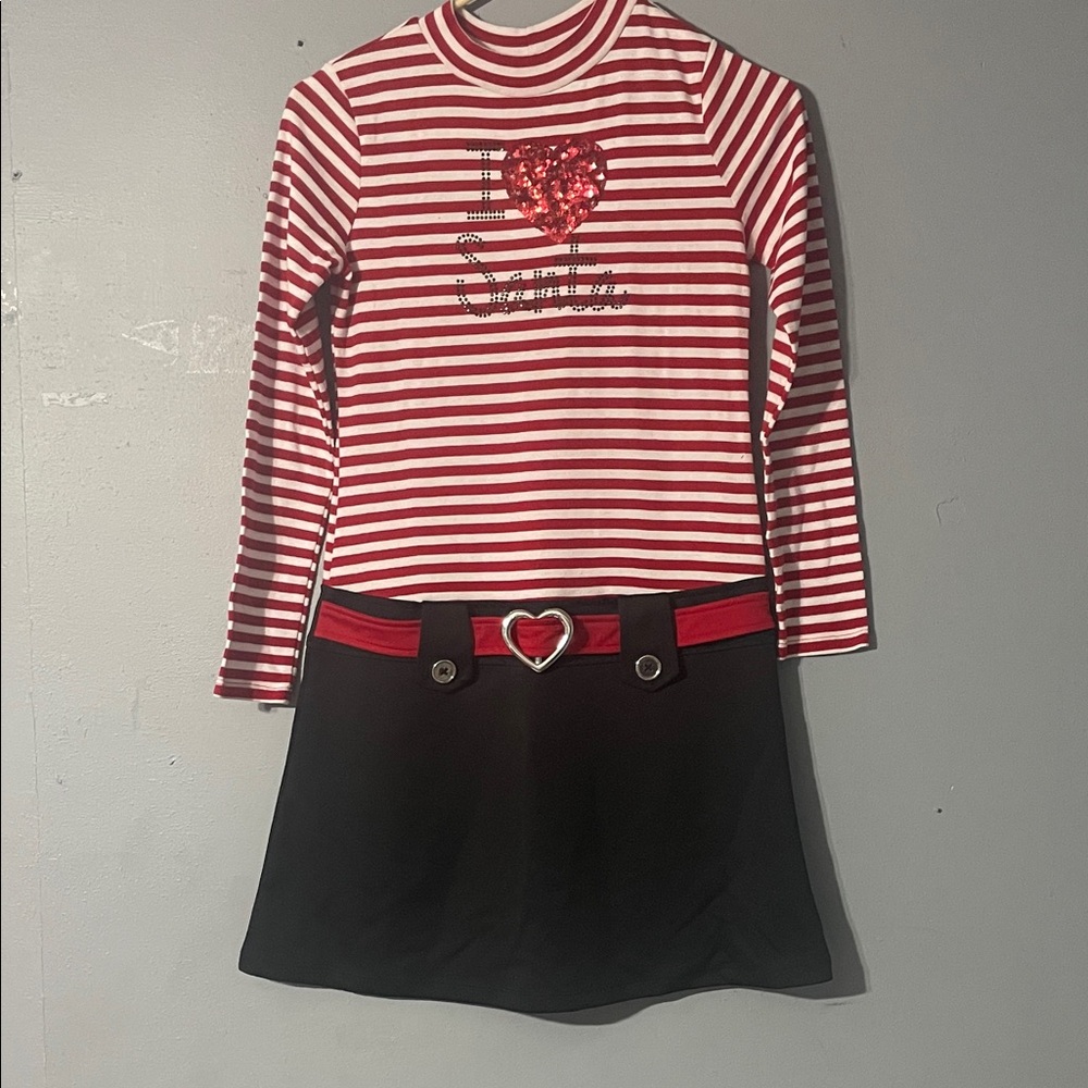 Striped Red and Black Kids Casual Dress